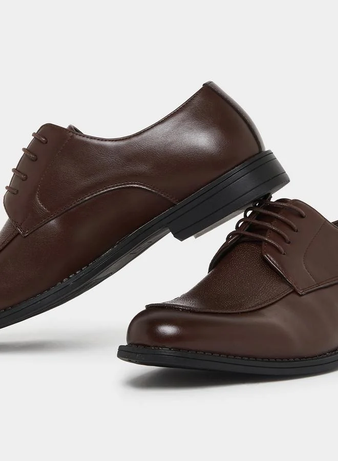Styli Brown Leather Lace-Up Shoes